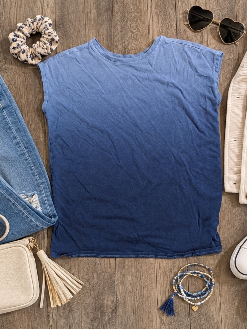 Athleta Ombre Navy to Light Blue Sleeveless Tank
